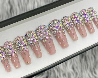 Pink Bling Gel Set/ Press On Nails/ Reusable Nails