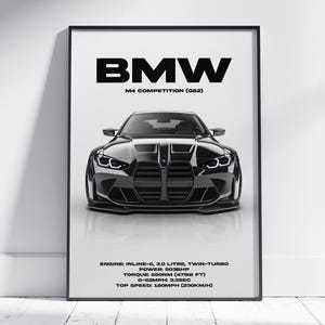 Poster BMW M4 Competition G82 – Moderna auto sportiva da parete – Stampa auto ad alte prestazioni – Semi-lucida premium – Spedizione veloce gratuita