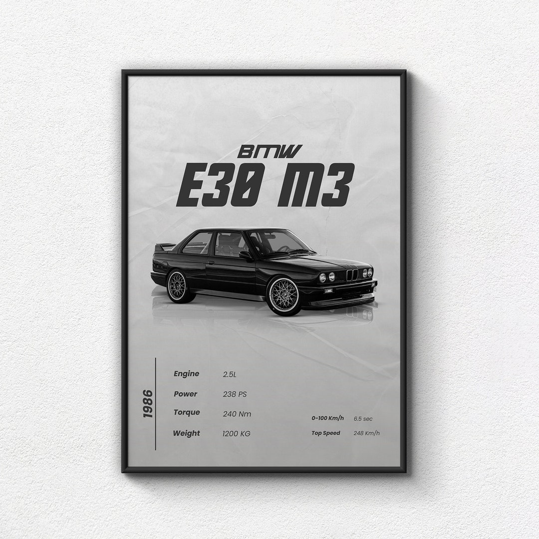 Car Poster BMW E30 M3 - Etsy
