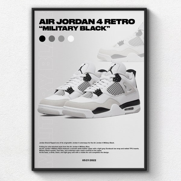 Sneaker-Poster - Jordan 4 Retro Military Black