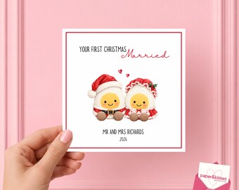 First Christmas Married Jellycat Inspired Card - Egg Card, First Christmas Mr and Mrs Card, Married Christmas Card, Jellycat Egg, Christmas