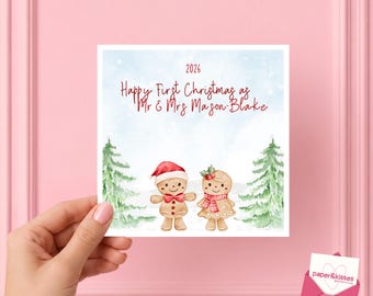 Gingerbread 1st Christmas Married Card - Mr and Mr, Mrs and Mrs, Mr and Mrs, First Christmas Married, Christmas Card, Love Card, Wedding