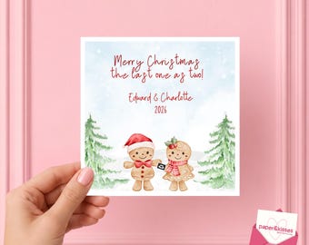 Gingerbread Pregnancy Christmas Card - Last Christmas As 2, Baby On The Way, Christmas Card, Mummies, Daddies, Last Christmas, Love Card