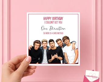 Tarjeta de cumpleaños de One Direction - Lo siento, no pude conseguirte, Directioner, Tarjeta 1D, Tarjeta de cumpleaños 1D, Tarjeta One Direction, Cumpleañera, Amante de 1D