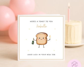 Here’s A Toast To You - New Job Card, New Career, Promotion Card, Working 9-5, Congratulations Card, Funny New Job Card, Working Gal Era
