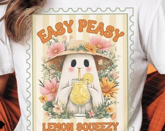 Retro Summerween Ghost PNG: Halloween Cocktail Shirt Design (Digital Download)