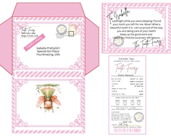 Editable Tooth Fairy Letter Set: Receipt, Envelope, Bookmarks (Digital Download)
