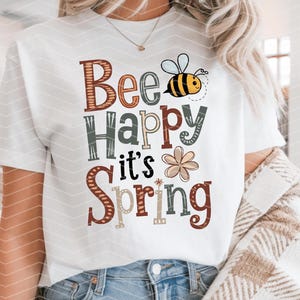Bee Happy Its Spring PNG Cute Spring  Easter Retro Easter Shirt Sticker Digital Download