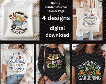 Gardening PNG Bundle: Faux Embroidery Designs (Digital Download)