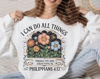 Christian Bible Verse PNG: Jezus bloemdessin (digitale download)