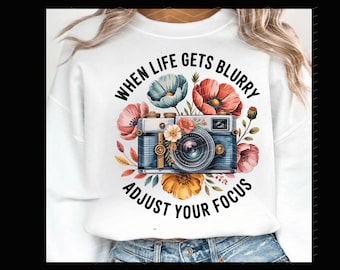 Adjust Your Focus Camera Floral Design (PNG Digital Download)