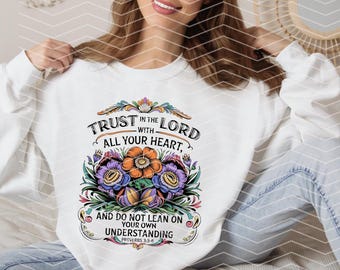 Trust in the Lord PNG: Bible Verse Floral Design (Digital Download)