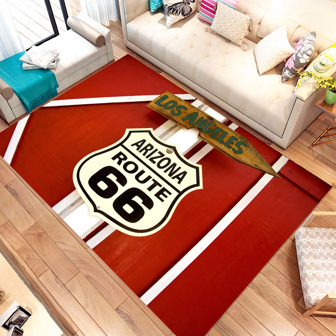 Route 66 Rug, Road Rug, American Highway Rug, Bikers Rug, Road 66 Rug