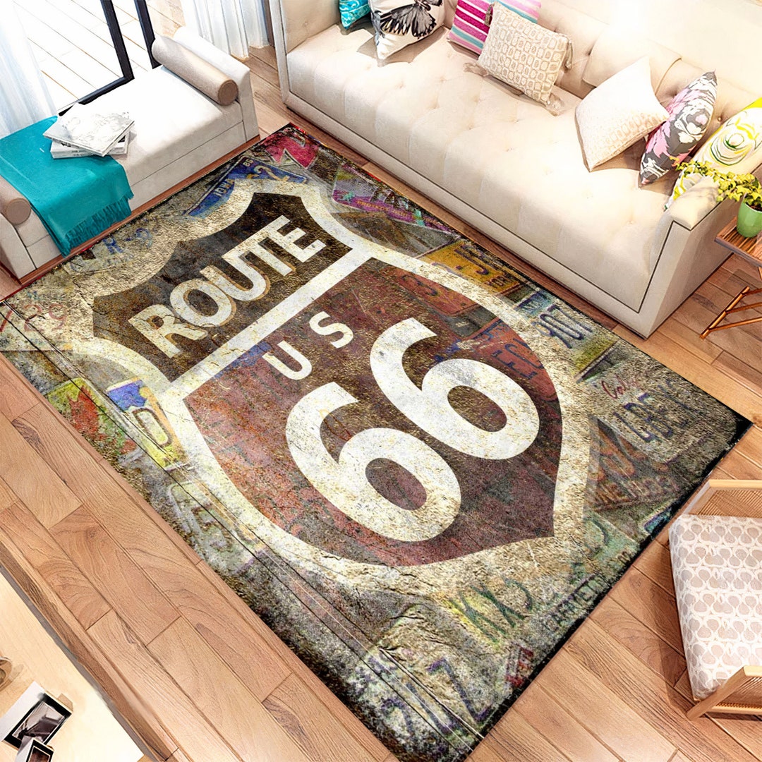 Route 66 Rug, Road Rug, American Highway Rug, Bikers Rug, Road 66 Rug