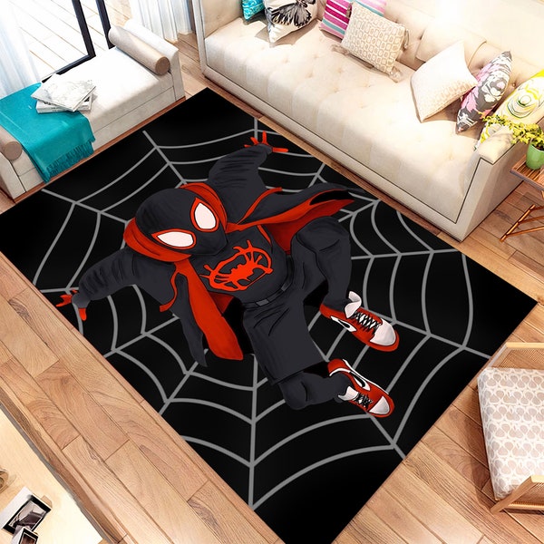 Spiderman Art Rug, Spiderman Rug,Spiderman and Sneakers,For Kids Room Rug,Rug For Living Room,Non Slip Rug,Home Decor Rug,Gift For Him Her