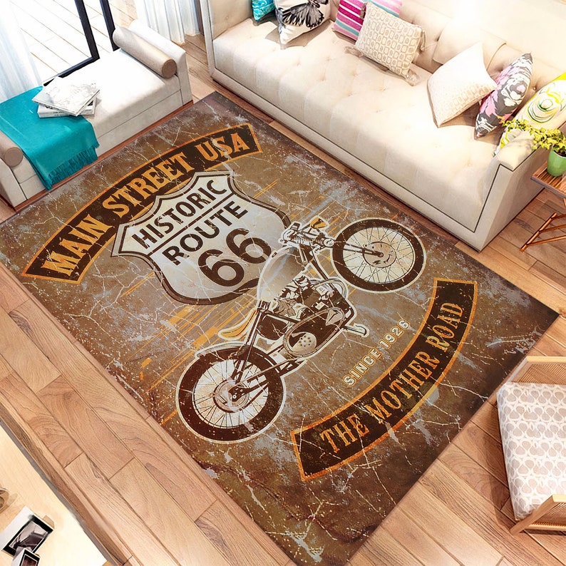 Tapis Route 66, Tapis de route, Tapis American Highway, Tapis Bikers, Tapis Road 66, Tapis Rétro Route 66 image 1