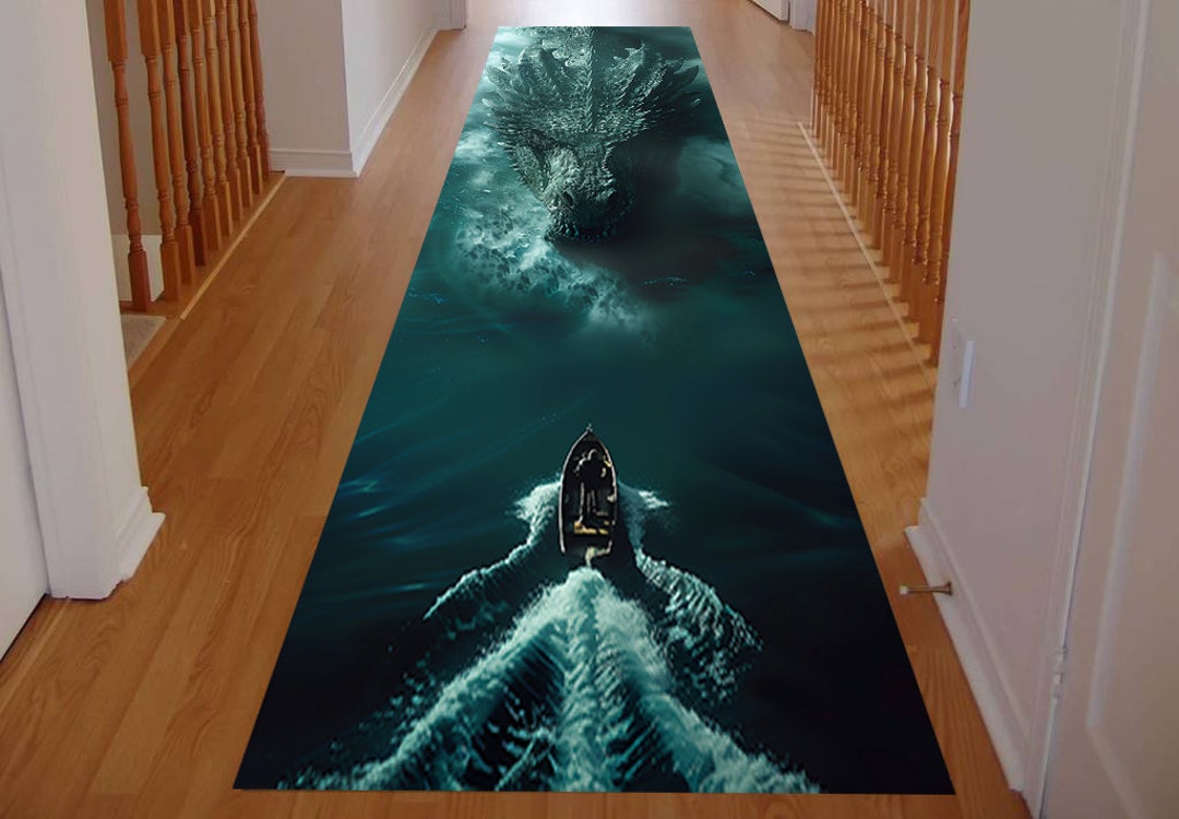 Runner Dragon Rug,runner Ocean Runner Rug,long Rug,dragon and Ocean ...