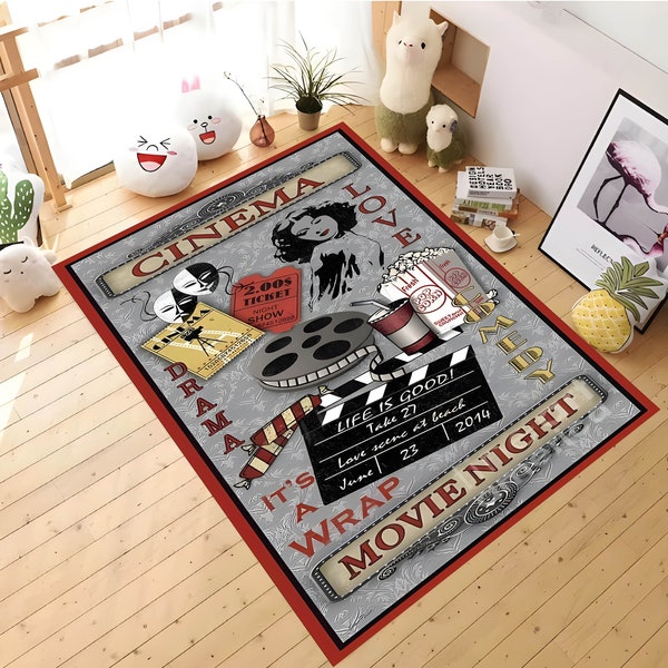 Cinema Rug, Movie Rug, Film Pattern Rug, Theater Rug, Home Decor,Movie Room Decor,Living Room Rug, Office Rug, Rug,Valentine's Day Gift,Gift