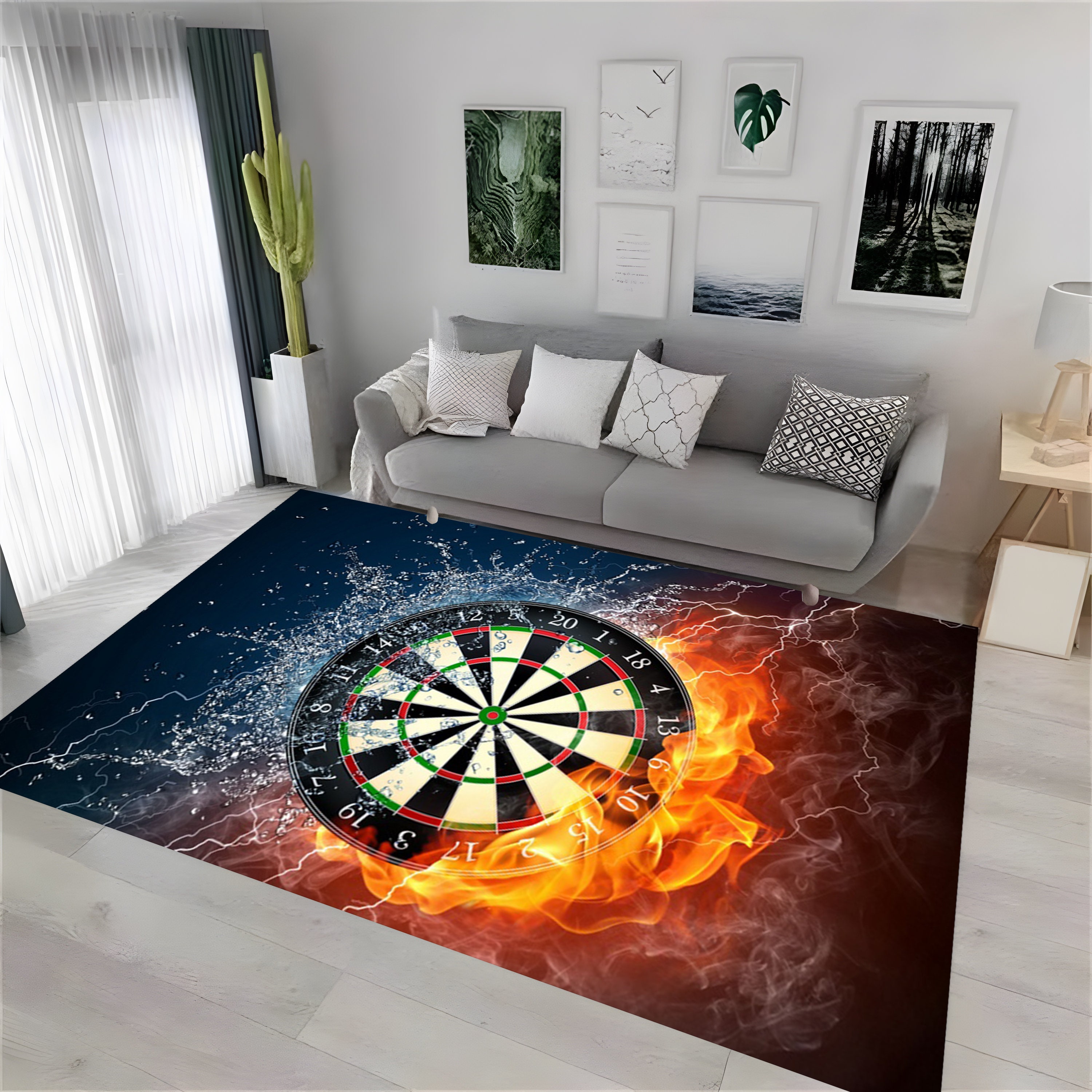Dartboard, Dart Player Rug, Dartboard Floor Mat, Darts Decor Area Rug