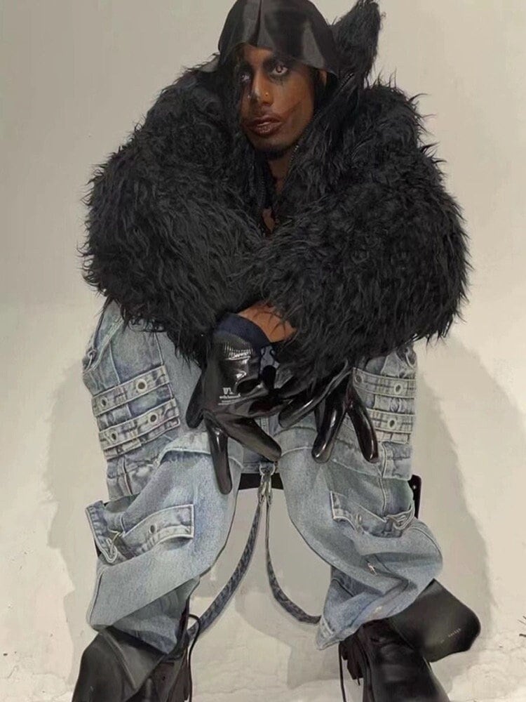 ジャケット・アウター fur jacket black 00s archive opium carti Black fur jacket from the 00s archive, Opium Carti.