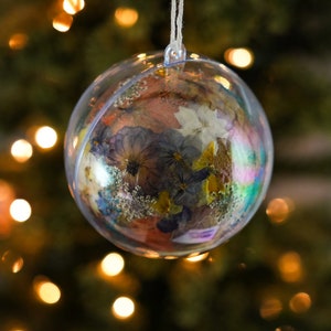 Round Flower Decopauge Ornament A | Floral Ornament | Christmas Tree Ornament |  Boho Decor | Colorful Christmas Gift | Nature Lover Bauble