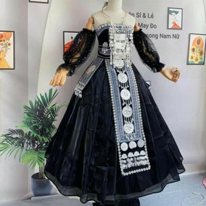 Hmong dress for women, embroidered Hmong clothes, Hmong Hill tribe Handmade outfit, Hmong Modern costume