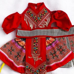 Handmade Hmong dress for girl,  Hmong hand embroidered girl dress, Hmong gift for baby girl