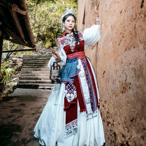 Hmong dress for women, embroidered Hmong clothes, Hmong Hill tribe Handmade outfit, Hmong Modern costume
