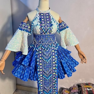 Hmong dress for women, Ethnic Hmong clothes, Handmade Hill tribe Hmong outfit, Traditional costume in Vietnam