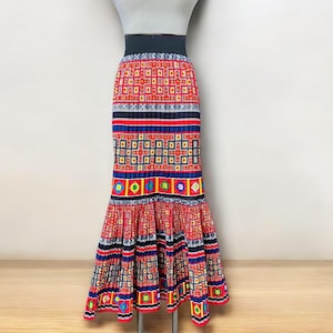 Custom size maxi fishtail Hmong skirt /Hill tribe skirt/ Ethnic skirt/ Brocade skirt/ Boho skirt/Colorful skirt/Hmong long skirt