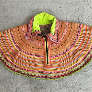 Vintage Hmong Collar, Handmade Traditional Hmong necklace, ethnic collar, Hmong Ethnic Embroidered collar, Boho-inspired collar