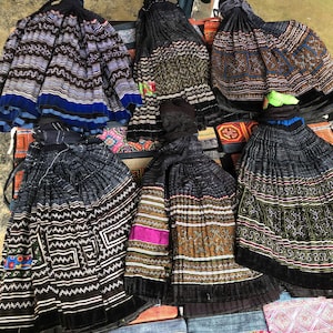Hand embroidered Hmong skirt vintage / Handmade Hill tribe skirt / Ethnic costume / Brocade skirt by Hmong woman in the north of Vietnam