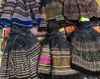 Hand embroidered Hmong skirt vintage / Handmade Hill tribe skirt / Ethnic costume / Brocade skirt by Hmong woman in the north of Vietnam