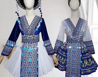 モン族のスカートのヴィンテージ / 手作りの山岳民族のスカート / 民族