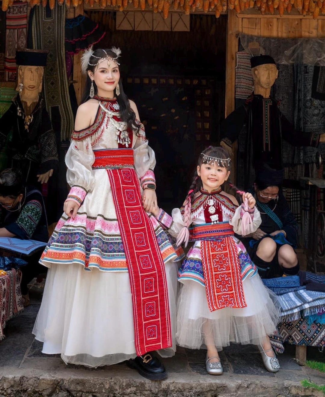 Chapeau Traditionnel Hmong Pour Fille - Fait Main Aux États-Unis, 100% Coton, Doux Et Décoré, Taille S