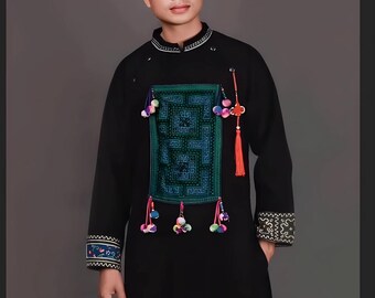 男性用モン族の衣装 | 手作りの刺繍入りジャケット | モン族の民族衣装