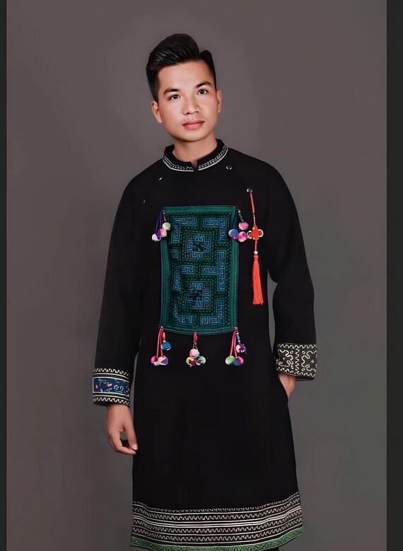 男性用モン族の衣装 | 手作りの刺繍入りジャケット | モン族の民族衣装