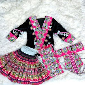 Handmade Hmong dress for girl,  Hmong embroidered girl dress, Hmong gift for baby girl, Hmong girl outfit