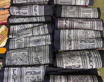 Hmong handwoven batik fabric, Hmong Indigo hand dyed cotton fabric,table runner, hill tribe traditional vintage cotton textiles from Vietnam