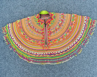 1.4ヤード×6インチ モン族の手織りクロスステッチ刺繍生地