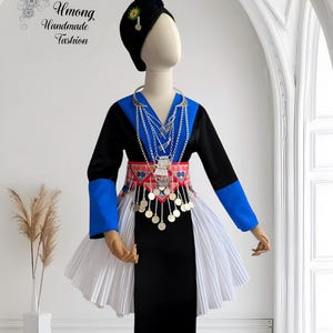 Hmong dress for women, Vintage ethnic dress, Hmong Hill tribe Handmade outfit, Traditional costume in the north of Vietnam image 2