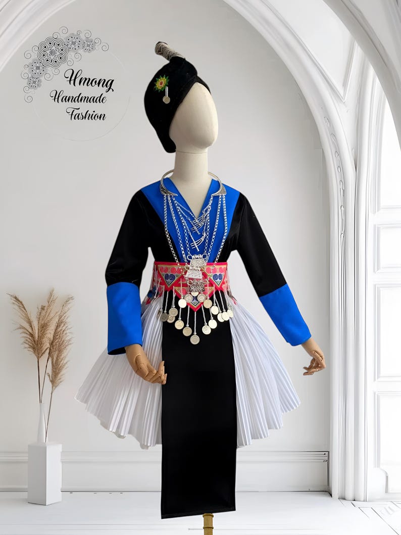 Hmong dress for women, Vintage ethnic dress, Hmong Hill tribe Handmade outfit, Traditional costume in the north of Vietnam image 2