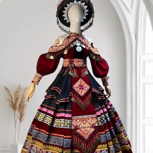 Hmong dress for women, Ethnic embroidered Hmong dress, Hill tribe Handmade modern Hmong outfit, Hmong clothes in Vietnam