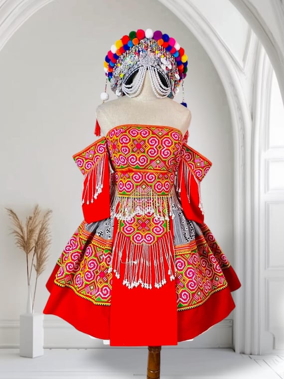 Hmong Dress for Women, Ethnic Hand Embroidered Hmong Clothes, Hill Tribe Handmade Hmong Outfit, Traditional Costumes in Vietnam - Etsy Israel Hmong Dress for Women, Ethnic Hand Embroidered Hmong Clothes, Hill Tribe Handmade Hmong Outfit, Traditional Costumes in Vietnam - Etsy Israel