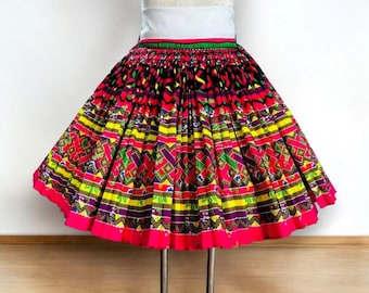 Custom size Hmong skirt / Handmade Hill tribe skirt / Ethnic costume / Brocade skirt/ Boho skirt/Colorful skirt