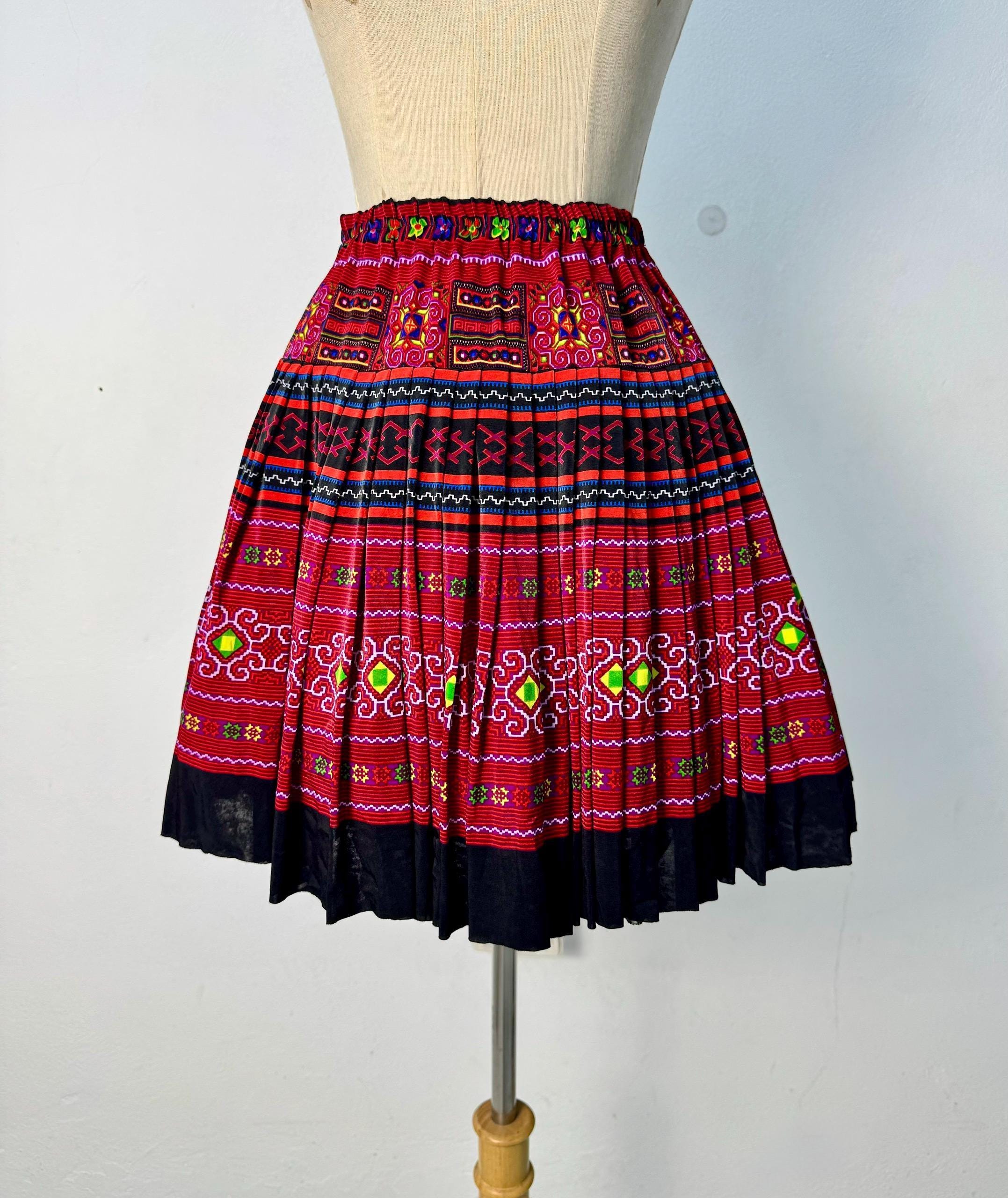 モン族のスカートヴィンテージ / 手作り山岳民族のスカート / 民族衣装