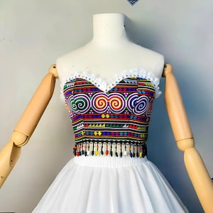 Hmong embroidered women top, Hmong sleeveless top, Hmong clothes, Hmong gift, Hmong summer top, Ethnic hill tribe Hmong clothes
