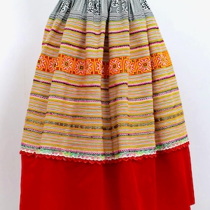 Hmong handmade embroidered vintage skirt, Handmade Hill tribe skirt, Hmong traditional skirt by Hmong woman in the north of Vietnam