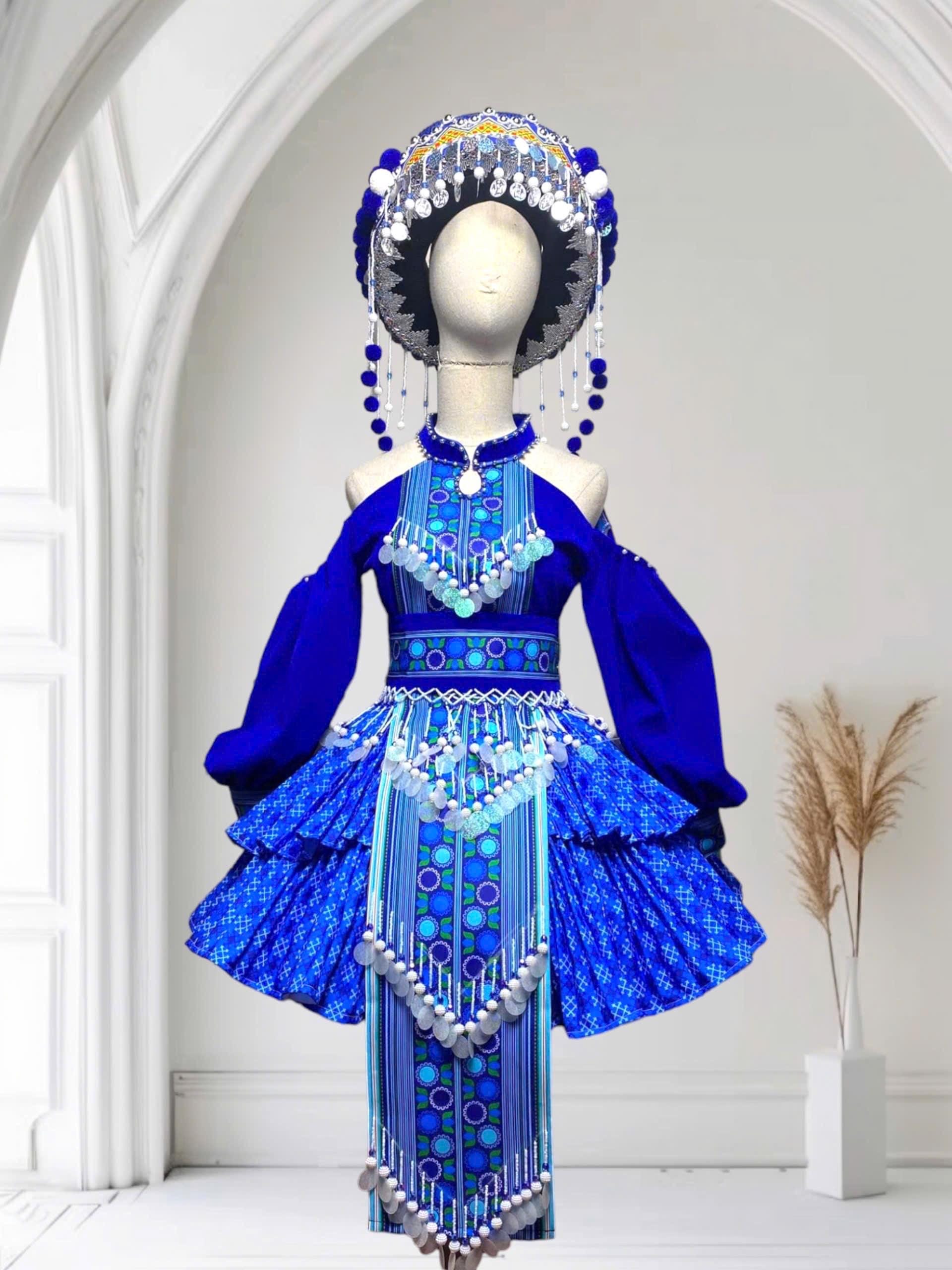 white christmas dresses Hmong Thai Hill tribe fabric dress main image 1