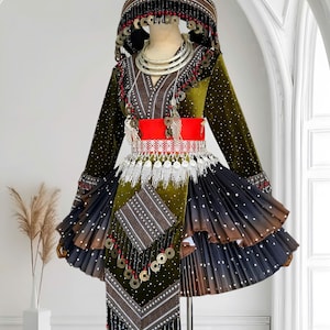 Hmong dress for women, Ethnic embroidered Hmong clothes, Hill tribe Handmade Hmong outfit, Hmong Traditional costumes in Vietnam